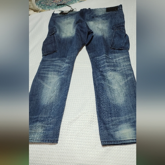 LEVEL 7 NWT MENS SZ 42 X 32 INTENSED BLAST DENIM DISTRESSED BLUE JEANS - Picture 9 of 12